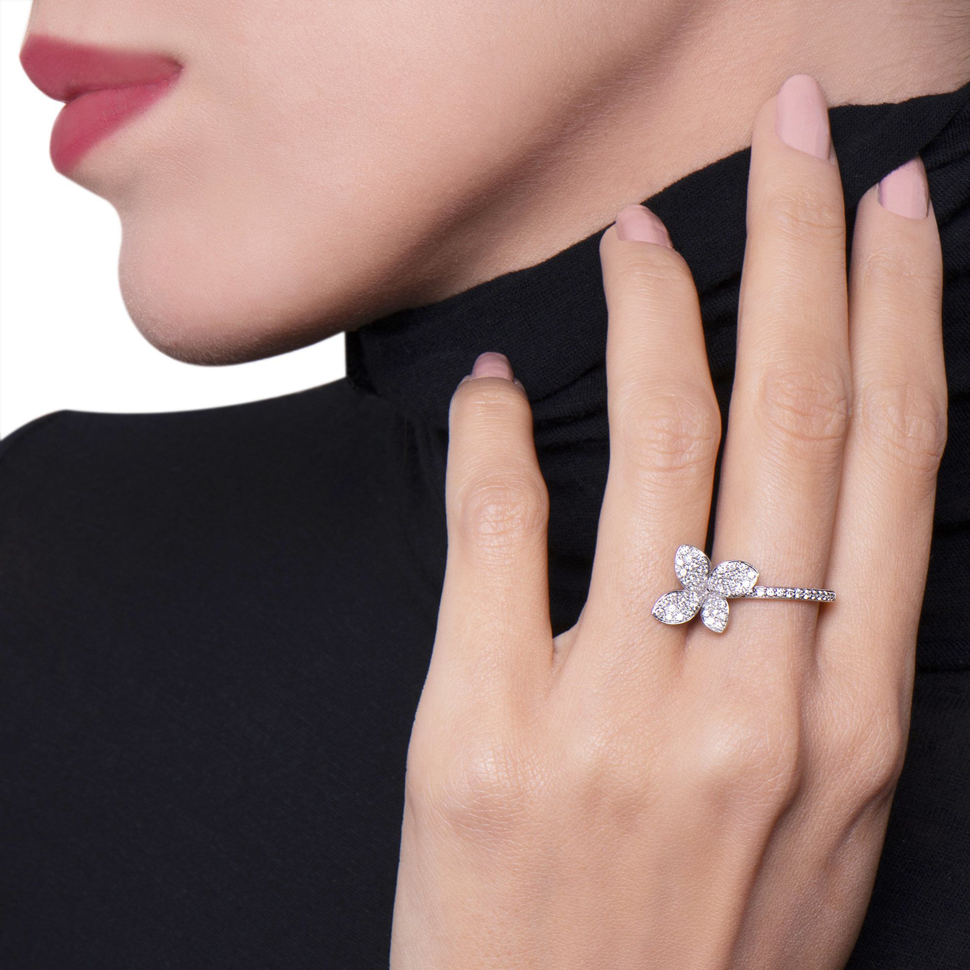 Petit Garden Small White Gold and Diamond Pav Ring Pasquale
